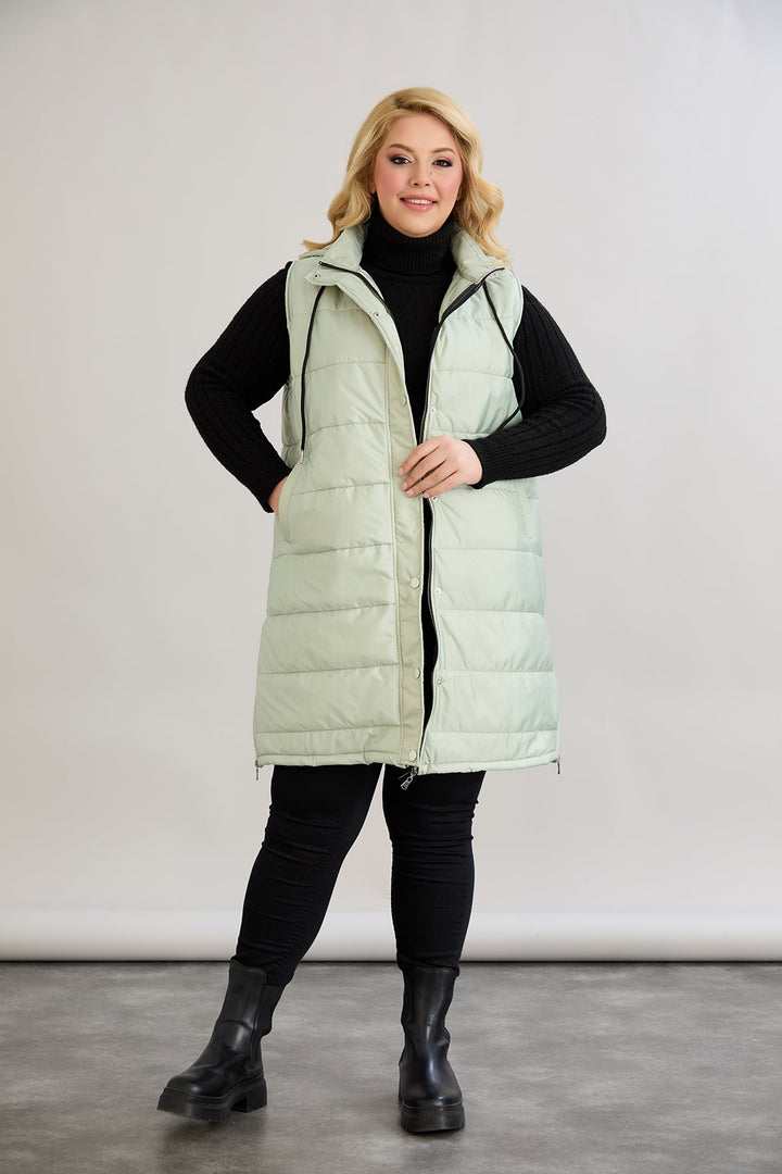 Lagan prsluk s odvojivom kapuljačom - mliječna zelena