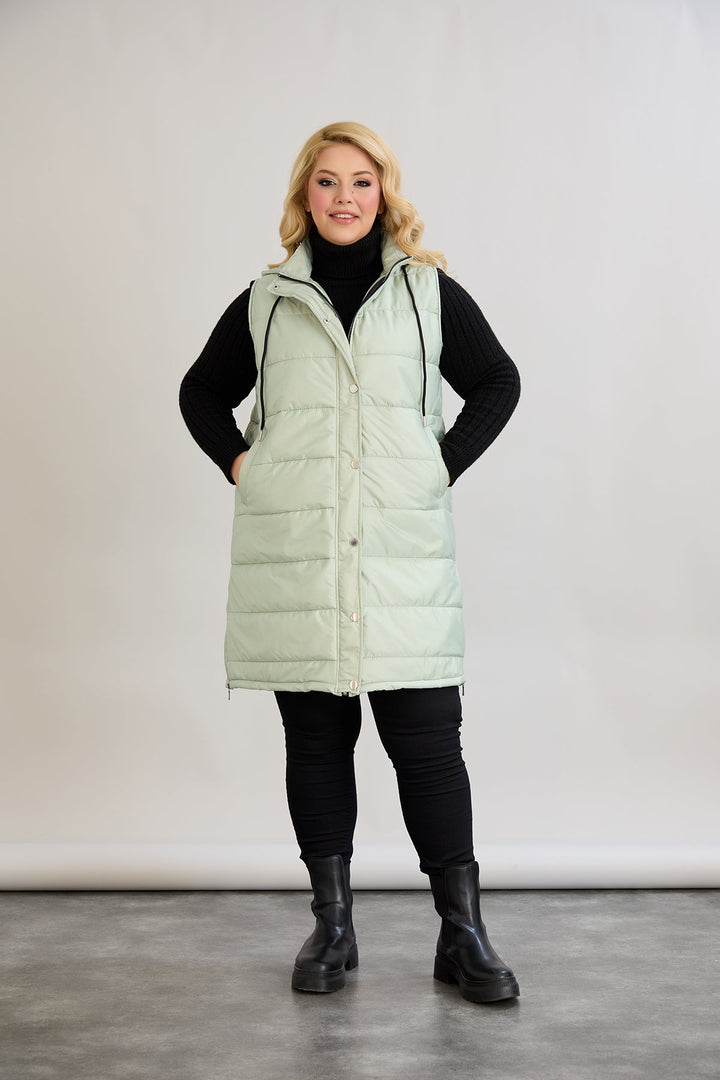 Lagan prsluk s odvojivom kapuljačom - mliječna zelena