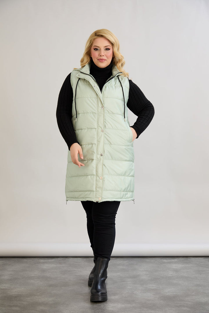 Lagan prsluk s odvojivom kapuljačom - mliječna zelena