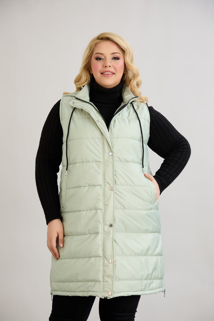 Lagan prsluk s odvojivom kapuljačom - mliječna zelena