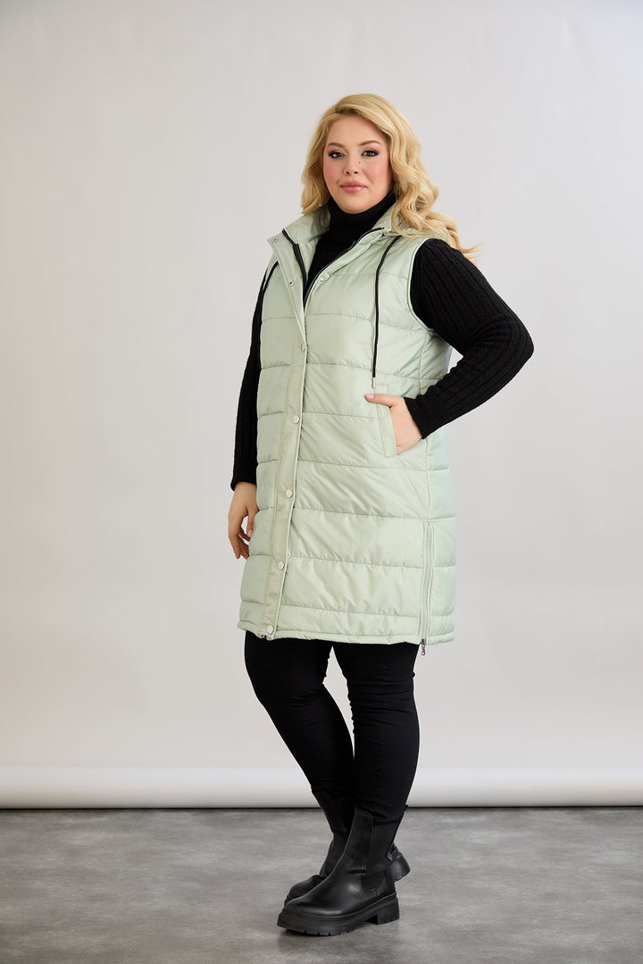 Lagan prsluk s odvojivom kapuljačom - mliječna zelena