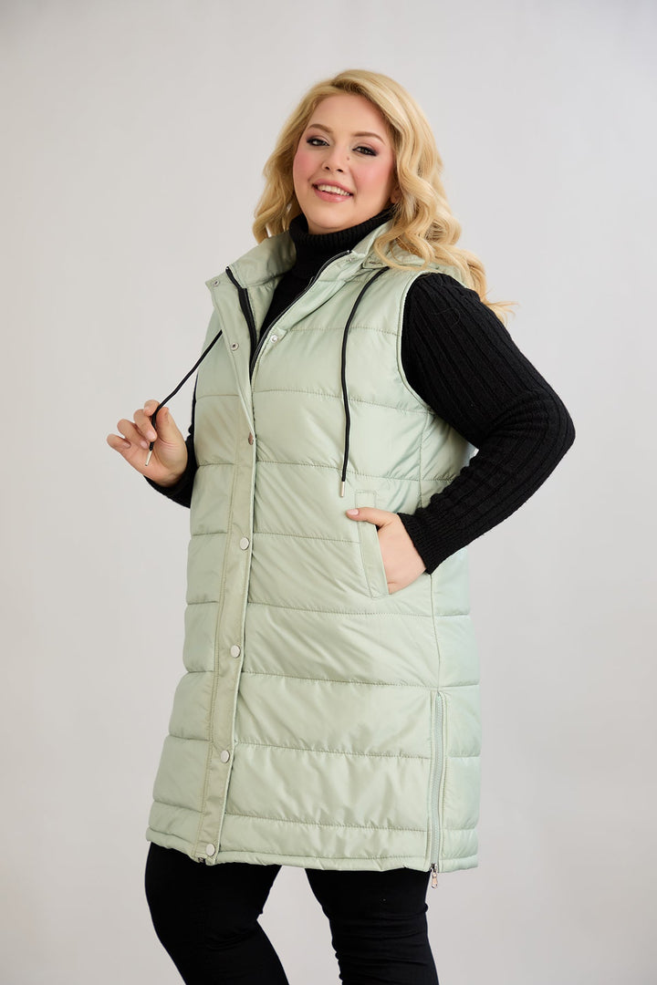 Lagan prsluk s odvojivom kapuljačom - mliječna zelena