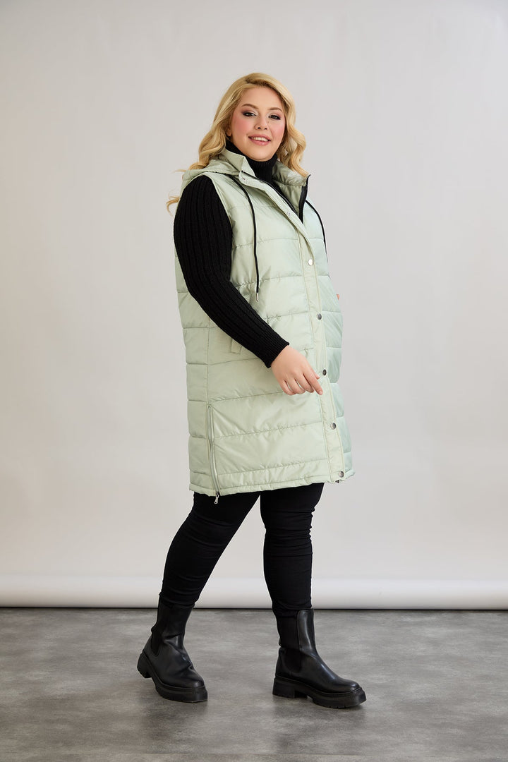 Lagan prsluk s odvojivom kapuljačom - mliječna zelena