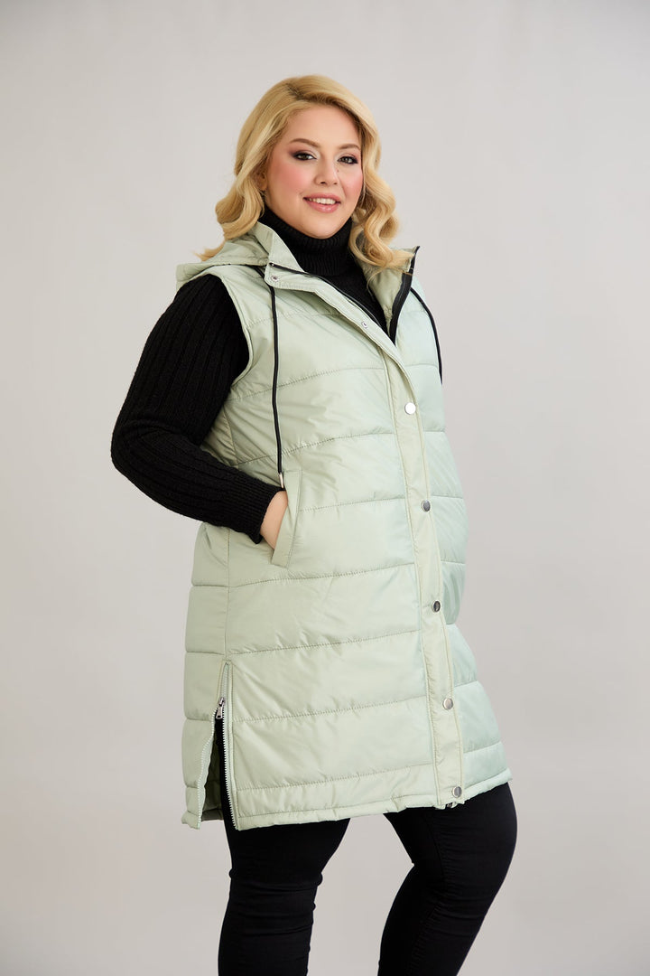 Lagan prsluk s odvojivom kapuljačom - mliječna zelena