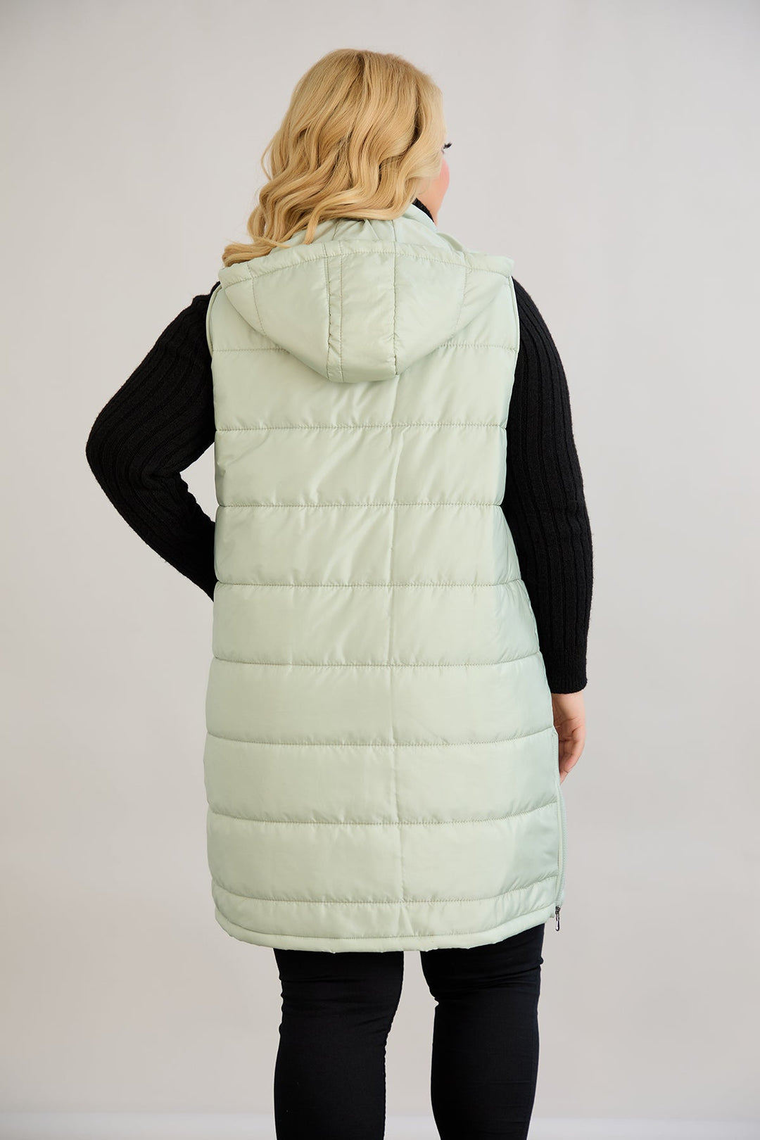 Lagan prsluk s odvojivom kapuljačom - mliječna zelena