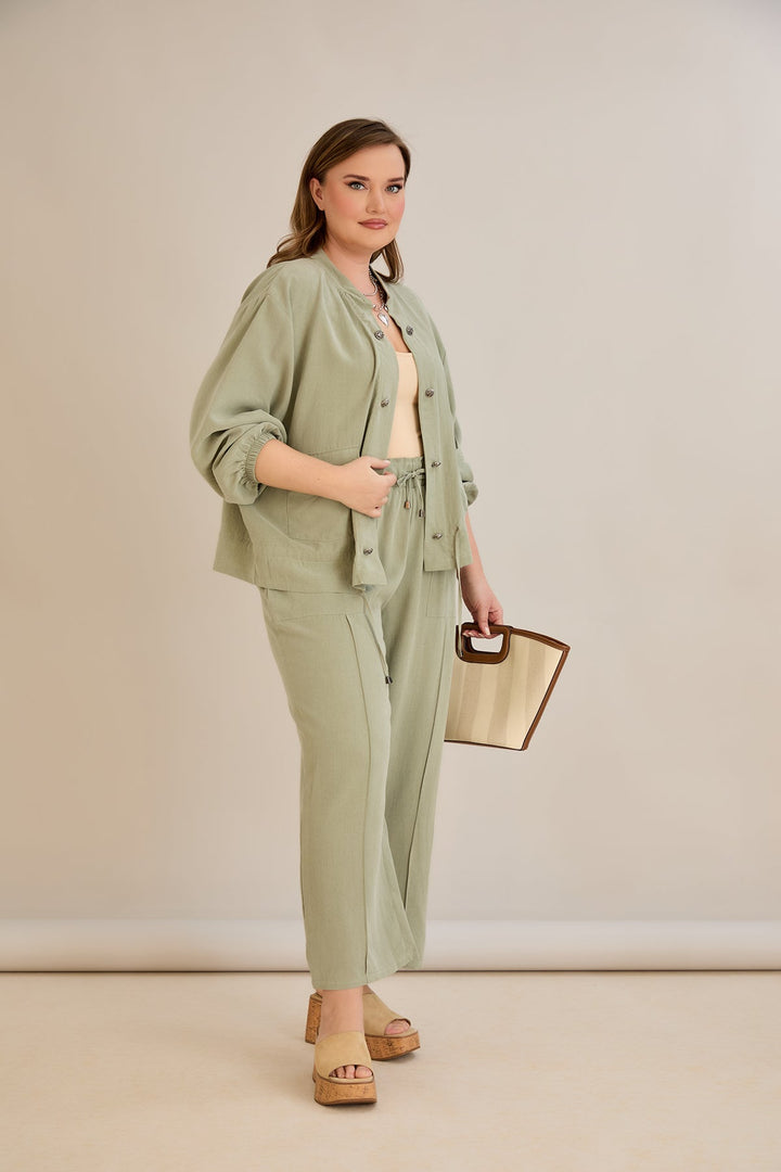 Premium Lyocell set od 2 dijela - hlače + jakna - Zelena 10810