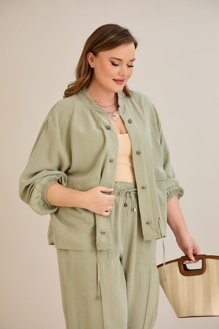 Premium Lyocell set od 2 dijela - hlače + jakna - Zelena 10810