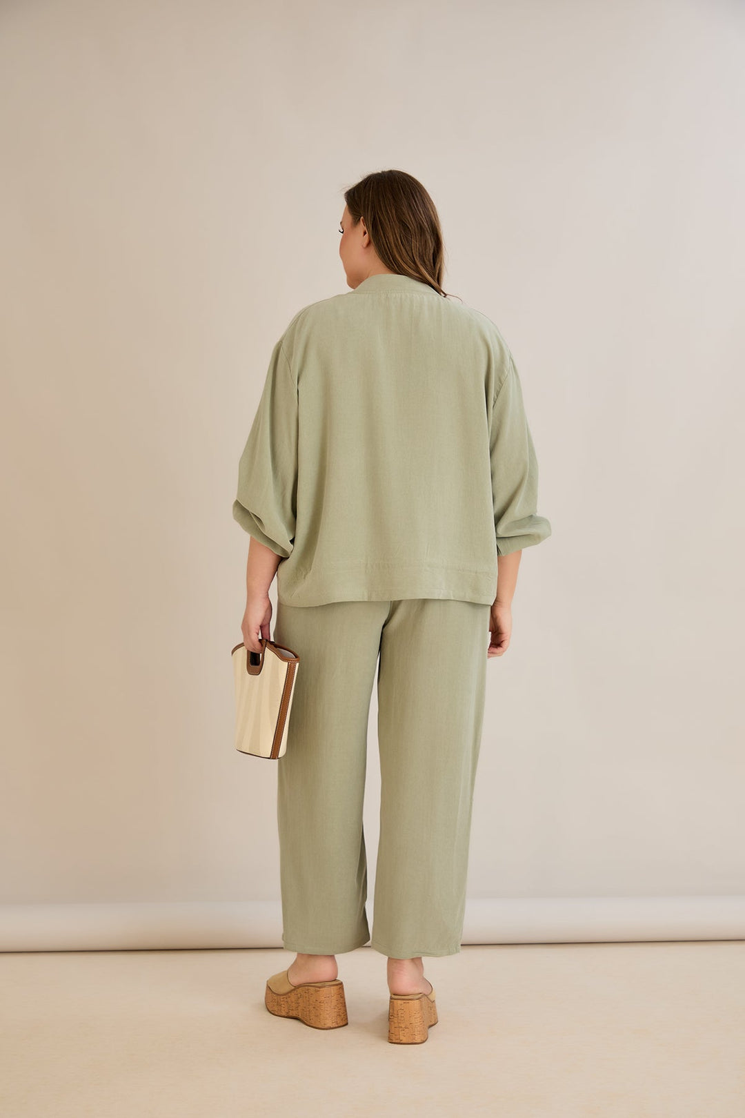 Premium Lyocell set od 2 dijela - hlače + jakna - Zelena 10810