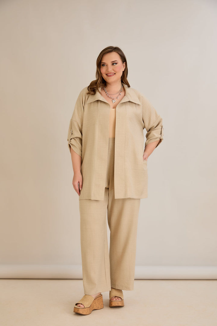 Elegantni set s ukrasnim kamenčićima - Bež