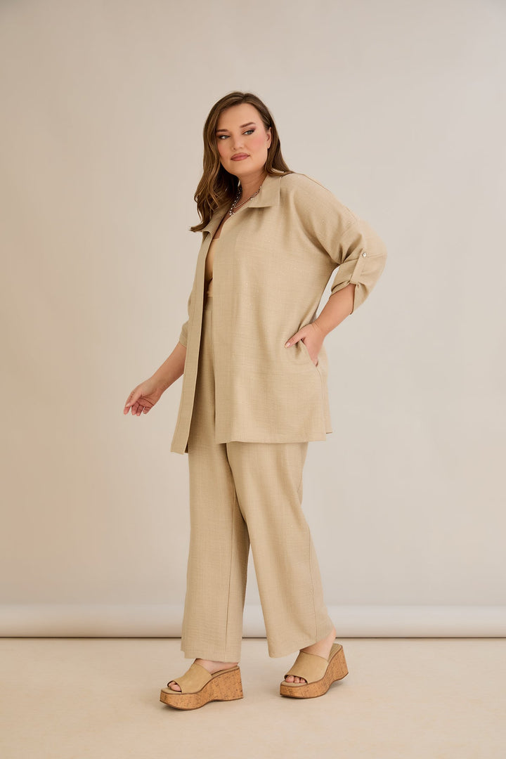 Elegantni set s ukrasnim kamenčićima - Bež