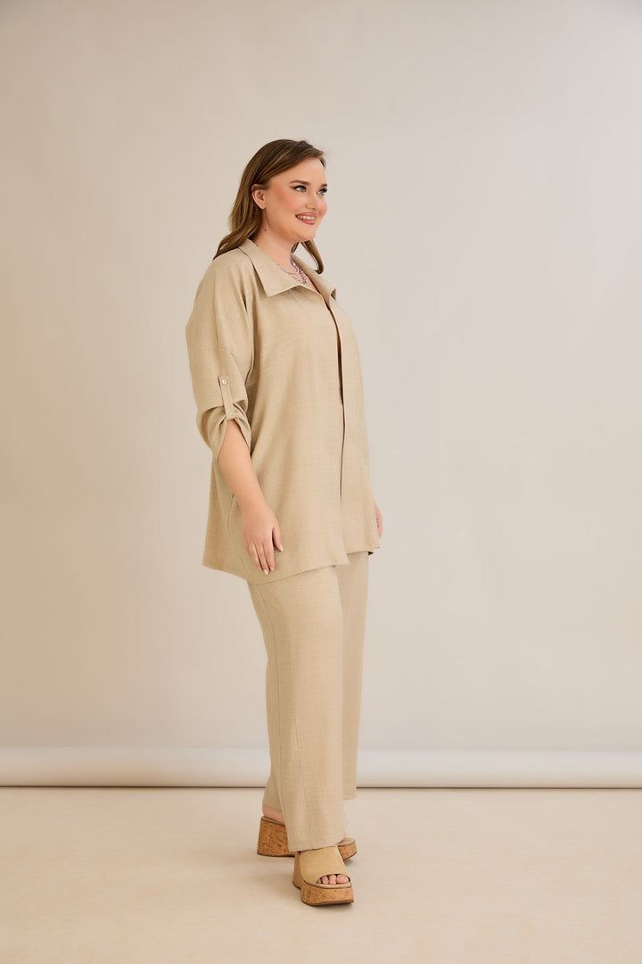 Elegantni set s ukrasnim kamenčićima - Bež