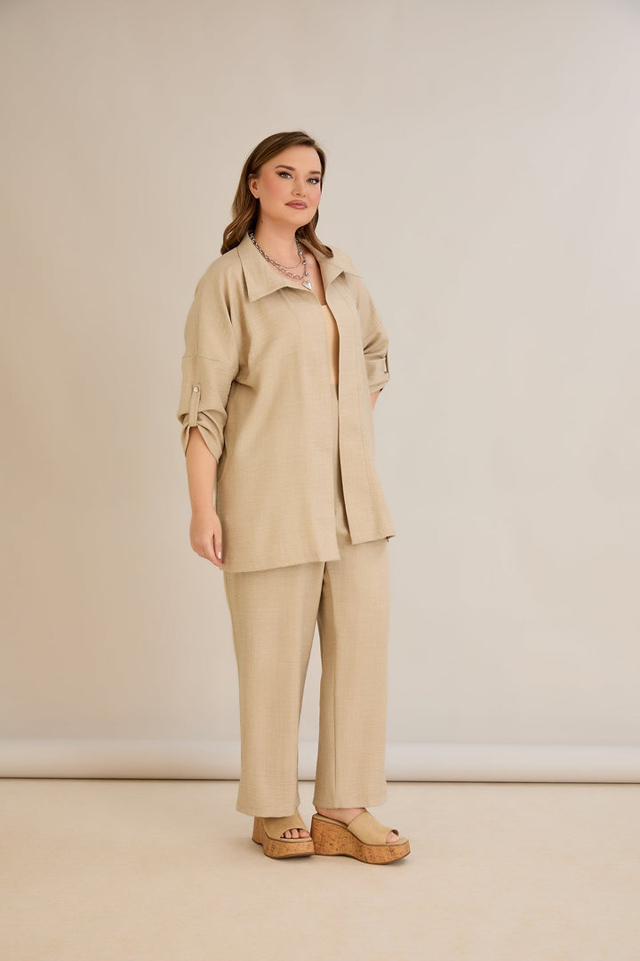 Elegantni set s ukrasnim kamenčićima - Bež