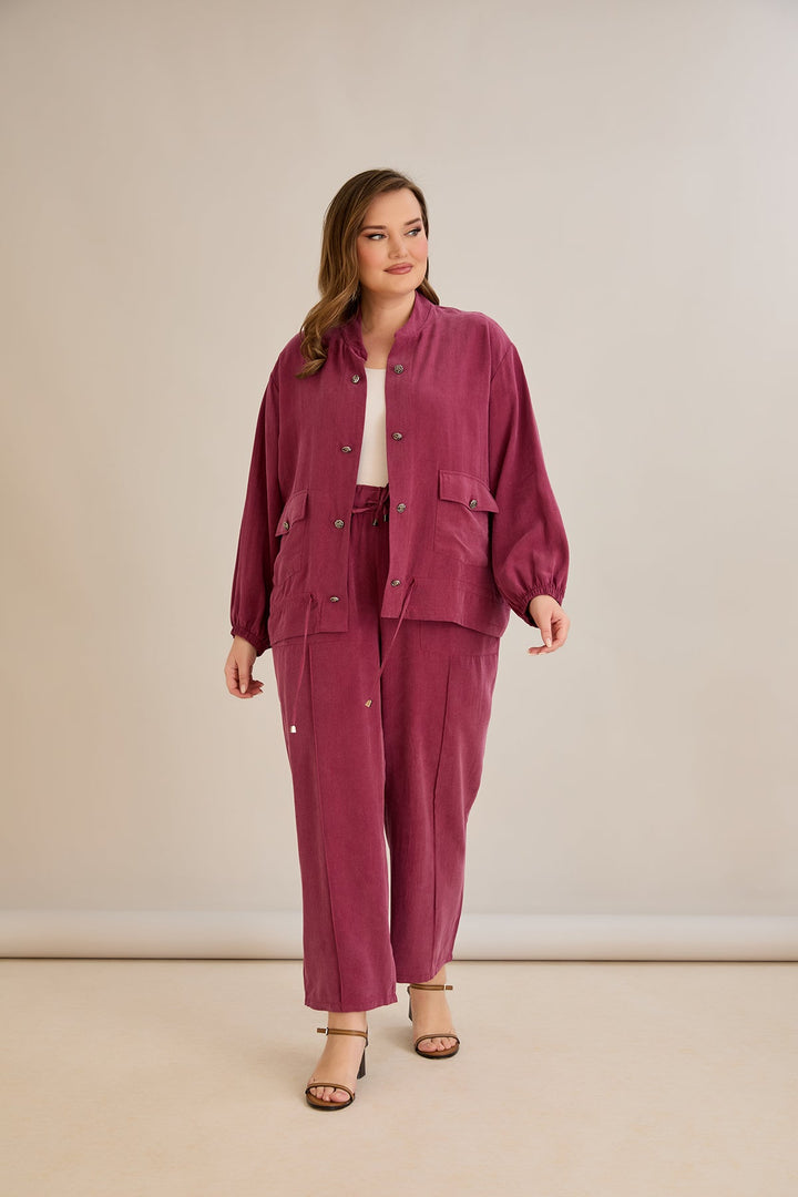 Premium Lyocell set od 2 dijela: hlače + jakna - Malina 10810