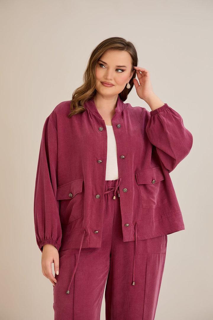 Premium Lyocell set od 2 dijela: hlače + jakna - Malina 10810