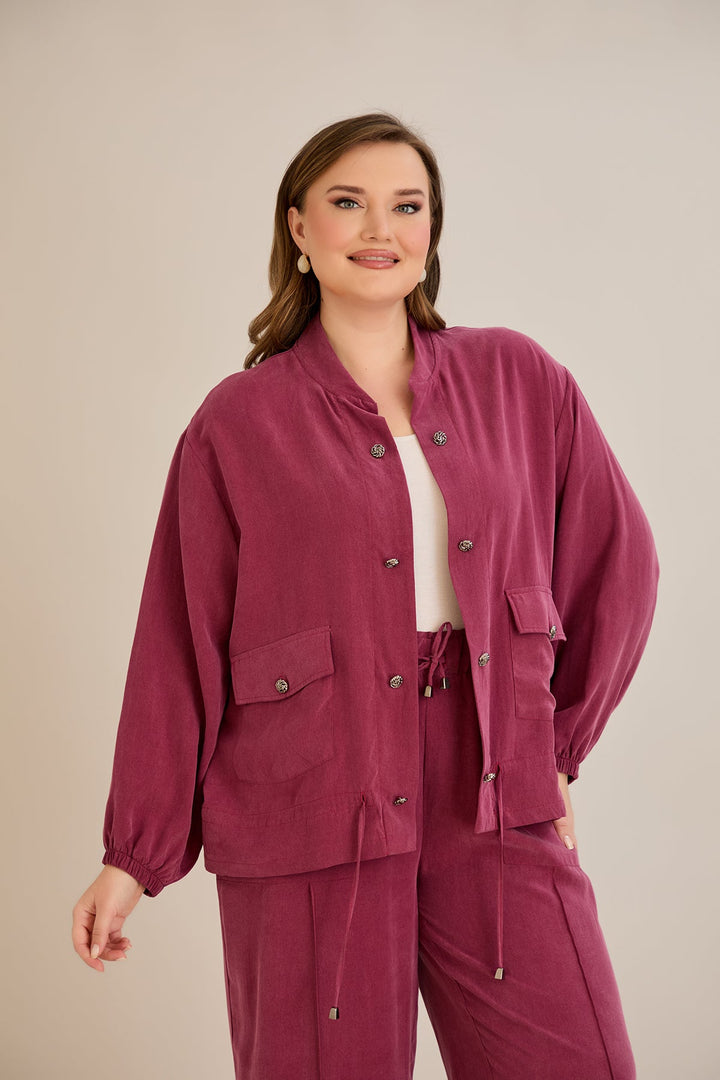 Premium Lyocell set od 2 dijela: hlače + jakna - Malina 10810