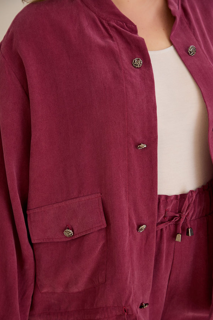 Premium Lyocell set od 2 dijela: hlače + jakna - Malina 10810