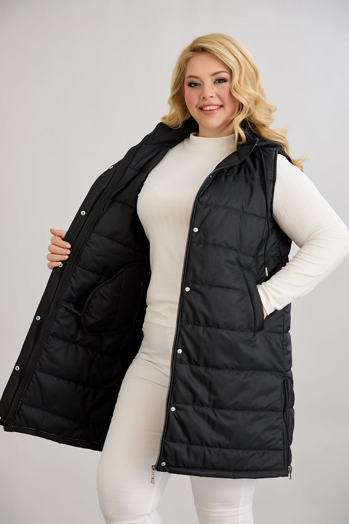 Lagani prsluk s uklonjivom kapuljačom - Crna