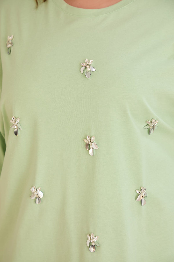 Oversized pamučna majica s dekoracijom - 10967