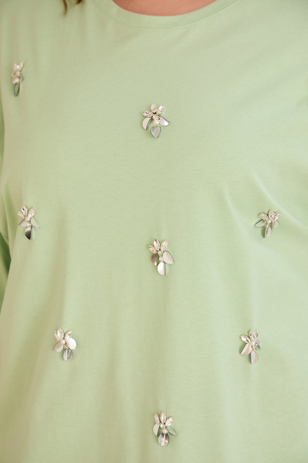 Oversized pamučna majica s dekoracijom - 10967