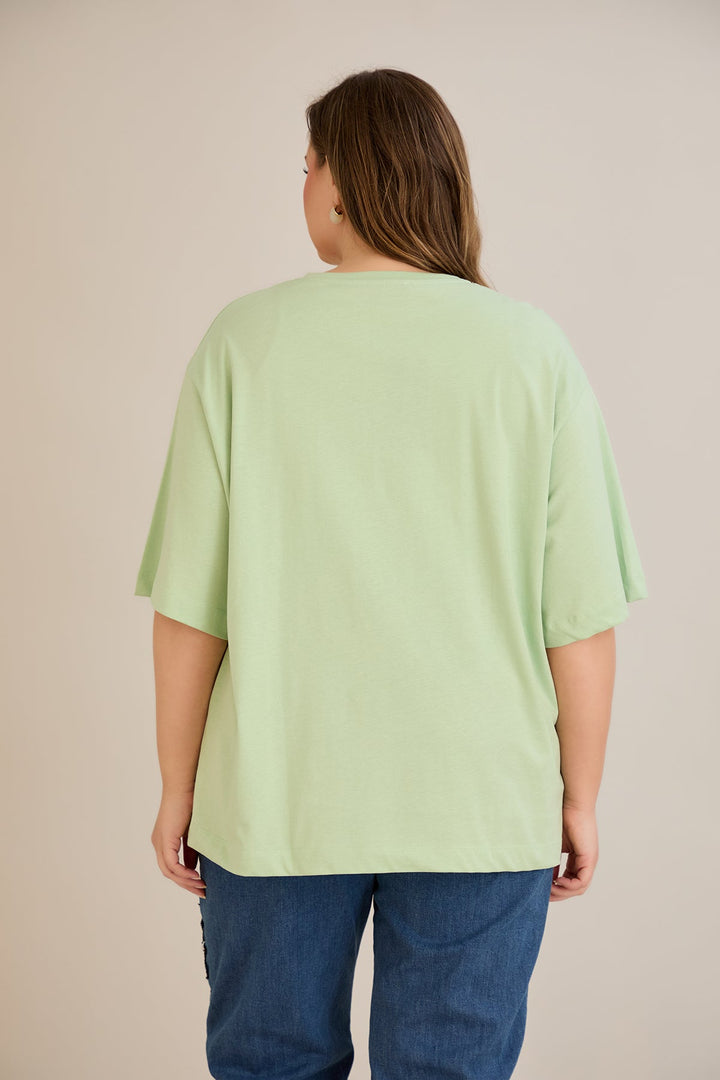 Oversized pamučna majica s dekoracijom - 10967