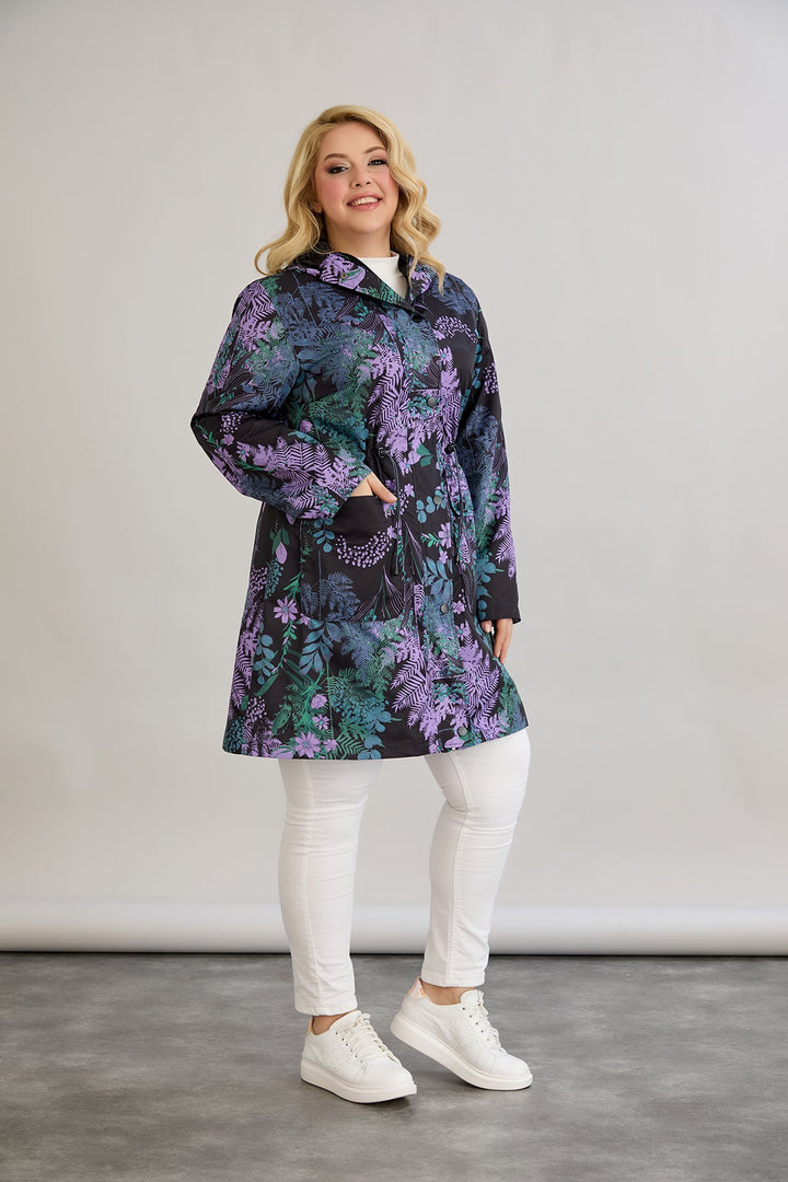 Proljetni dugi kaput s podstavom i kapuljačom