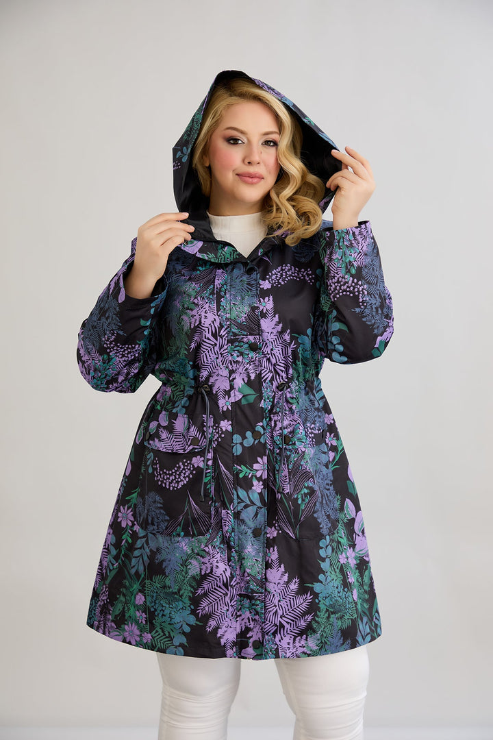 Proljetni dugi kaput s podstavom i kapuljačom