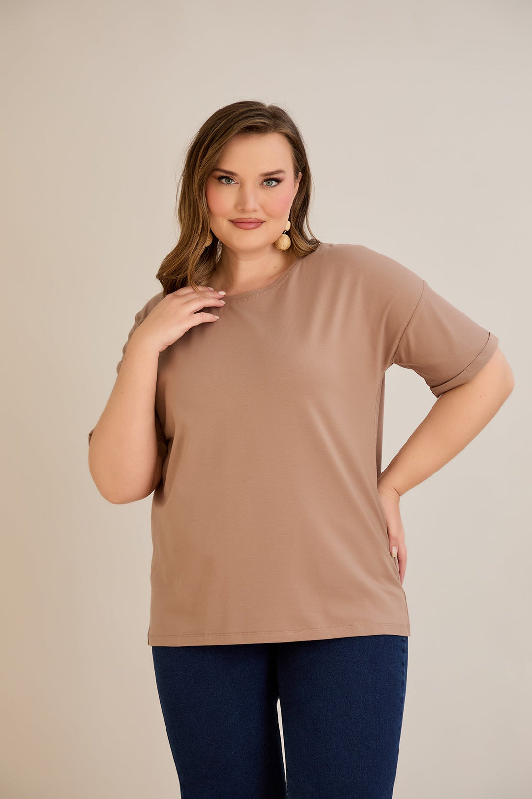 Pametna pamučna majica Classic - moka