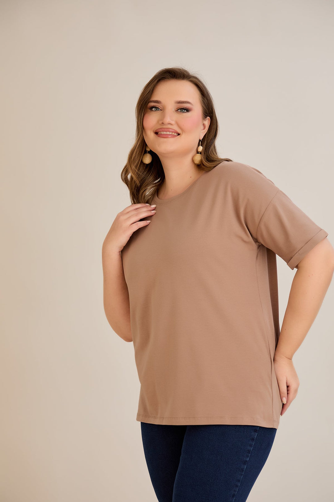 Pametna pamučna majica Classic - moka