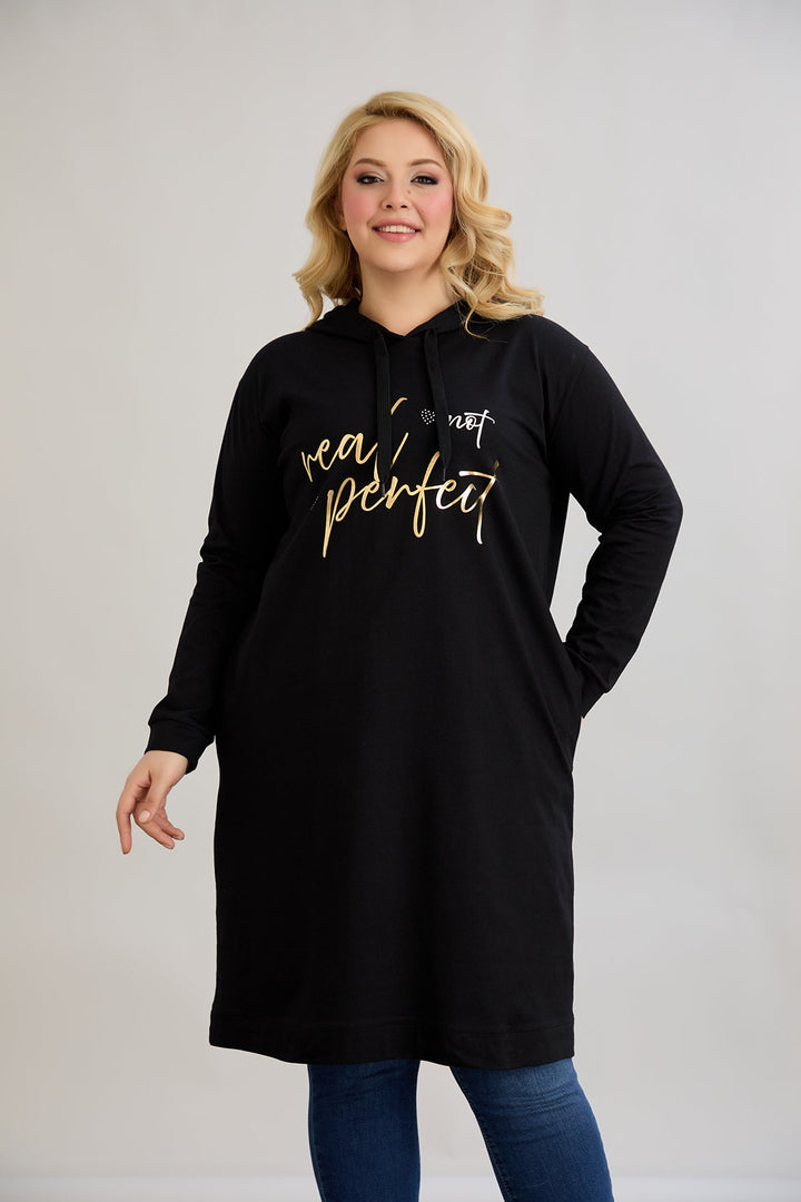 Pamučna tunika-haljina sa zlatnim natpisom "Real Love"