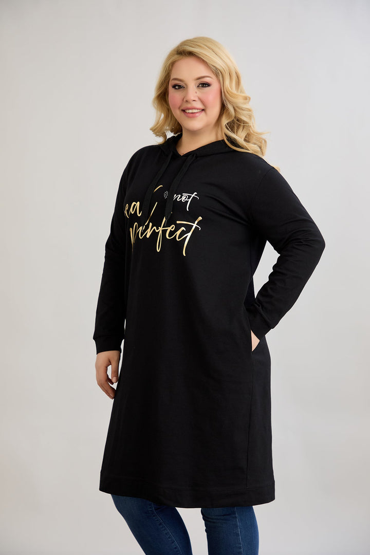 Pamučna tunika-haljina sa zlatnim natpisom "Real Love"