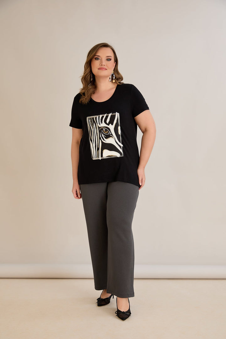 Majica od viskoze s crtanom printom I - Zebra 10881