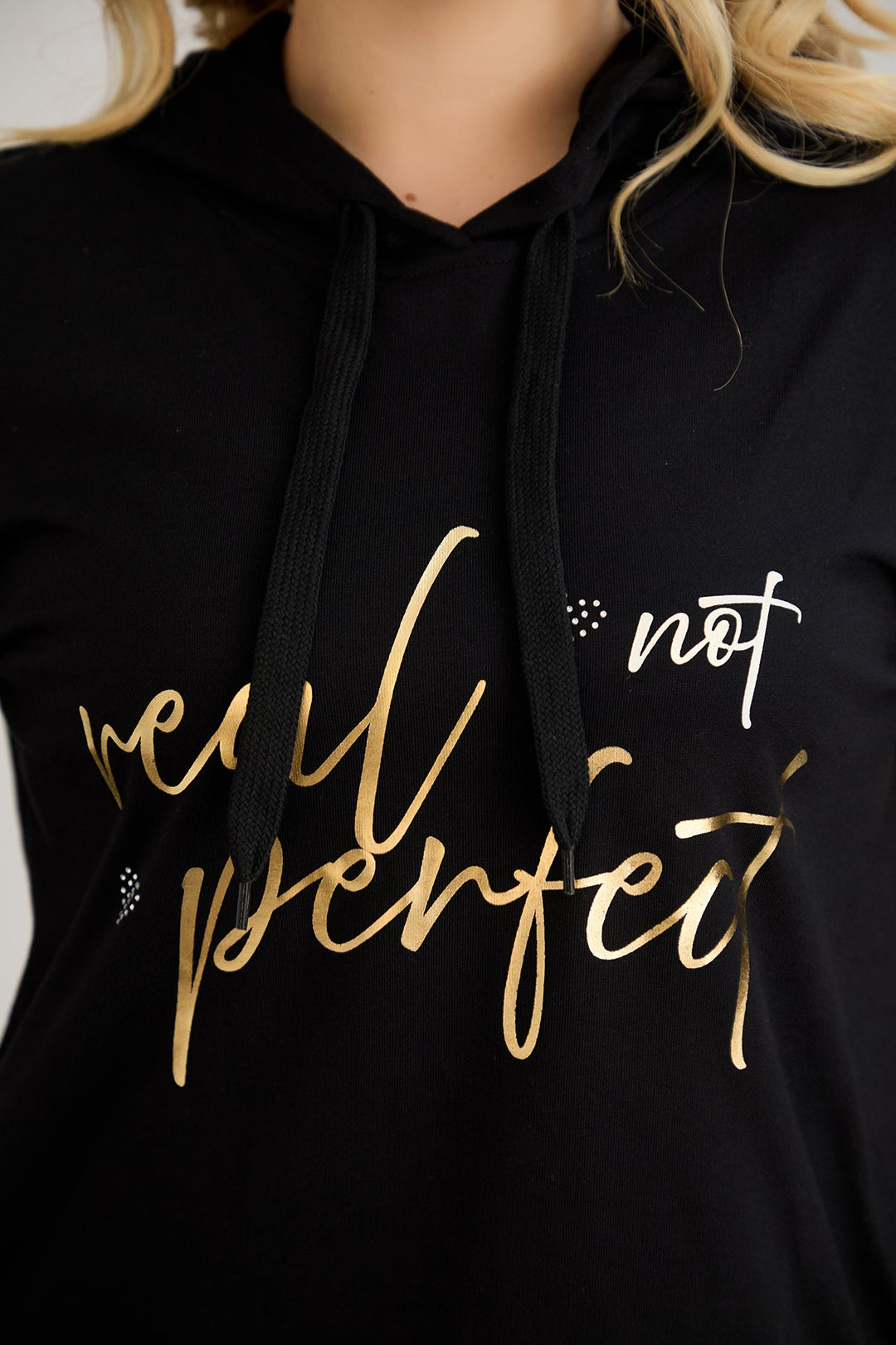 Pamučna tunika-haljina sa zlatnim natpisom "Real Love"