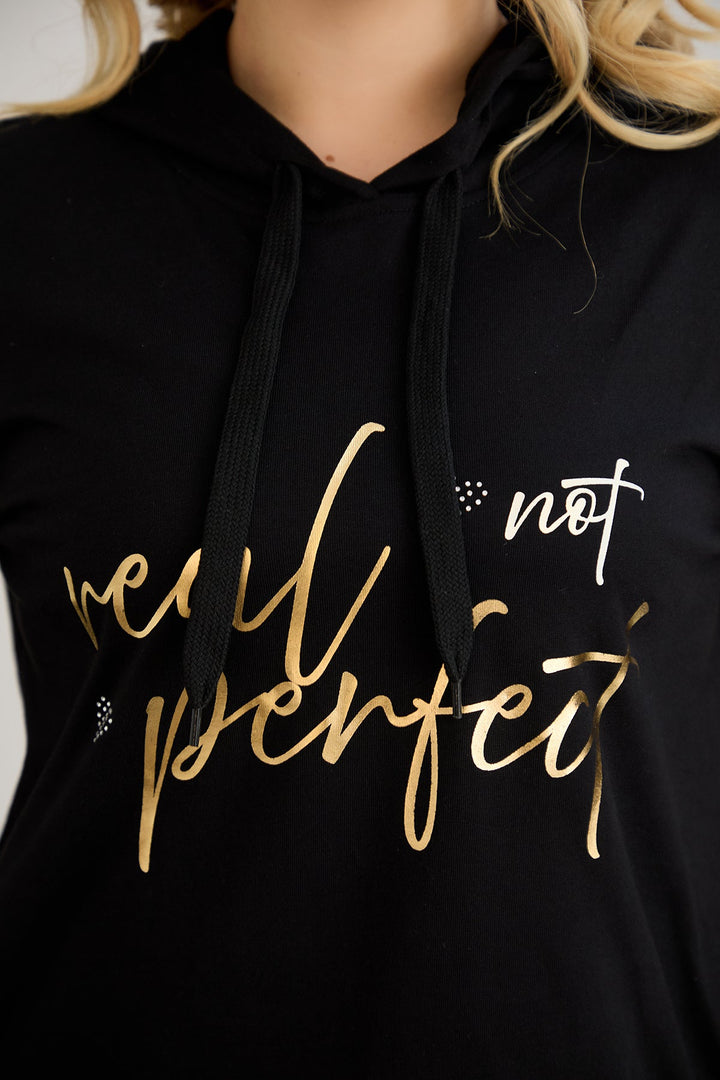 Pamučna tunika-haljina sa zlatnim natpisom "Real Love"