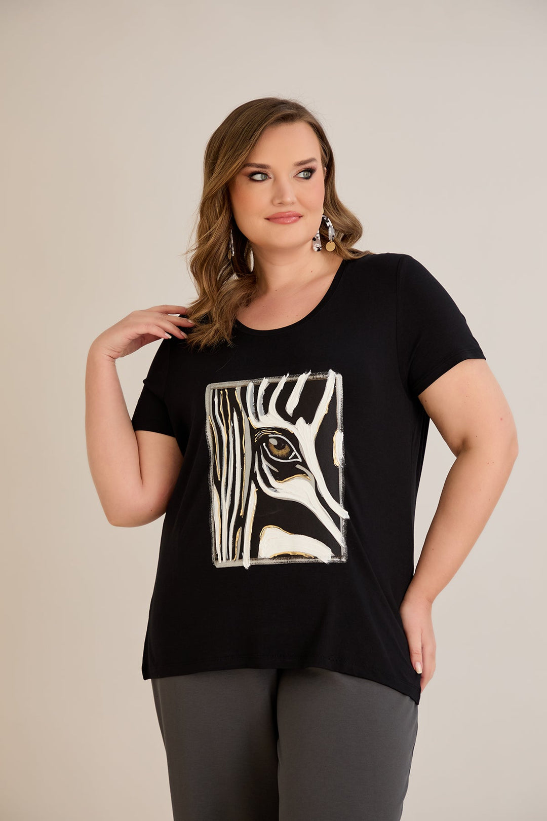 Majica od viskoze s crtanom printom I - Zebra 10881