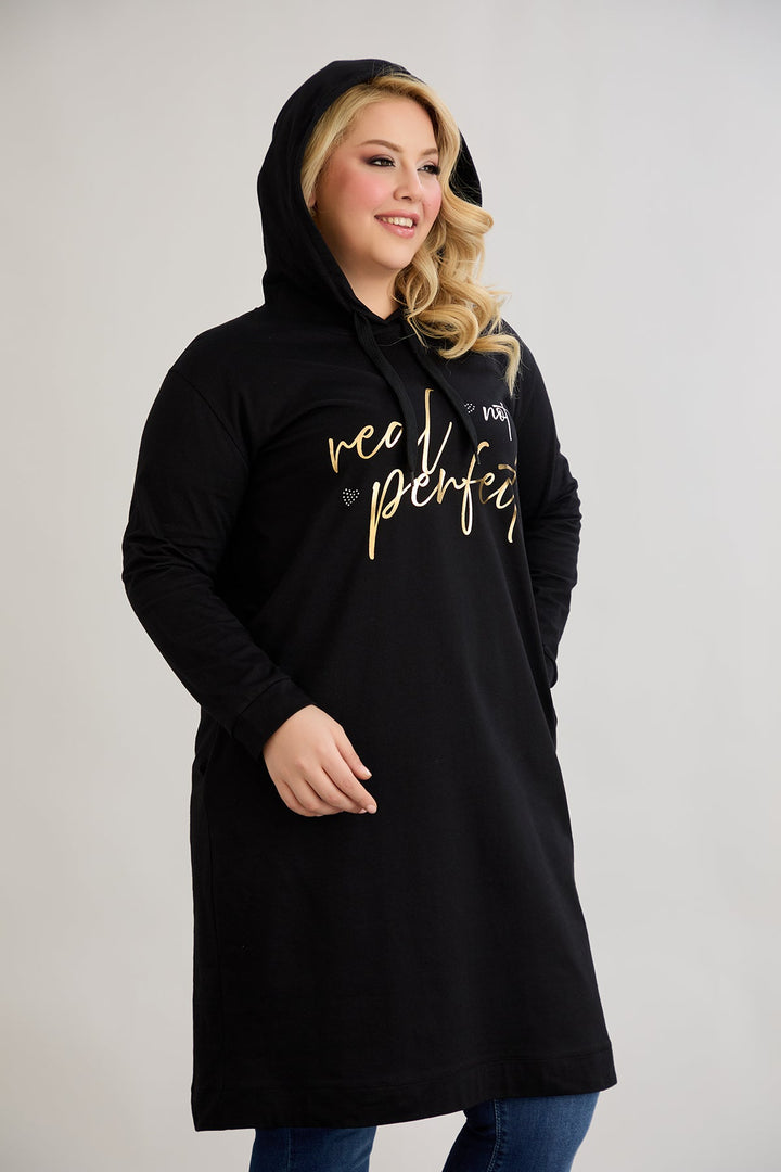 Pamučna tunika-haljina sa zlatnim natpisom "Real Love"