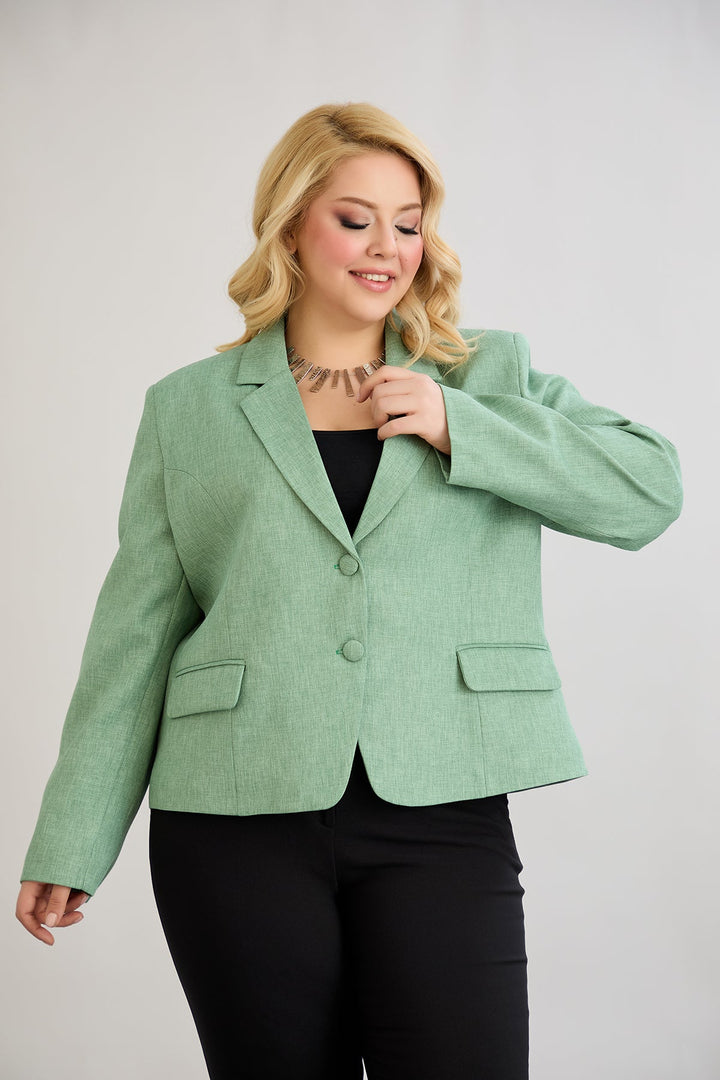 Kratak pamučni sako modernog kroja Veći brojevi - Zelena