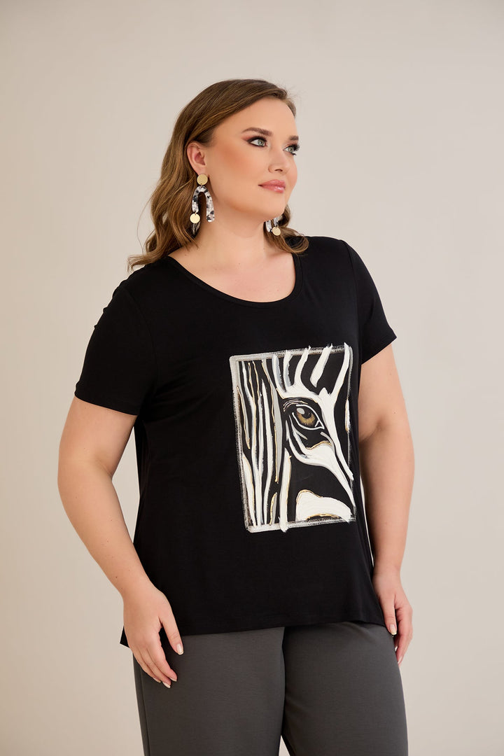 Majica od viskoze s crtanom printom I - Zebra 10881