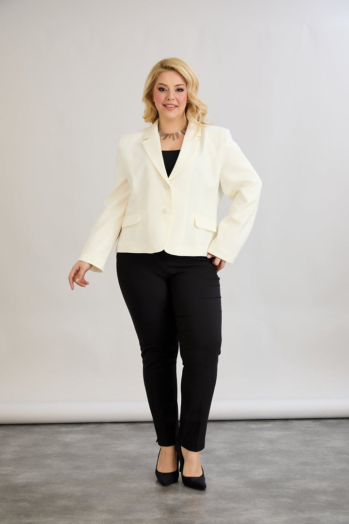 Kratak pamučni sako modernog kroja Veći brojevi- šampanjac