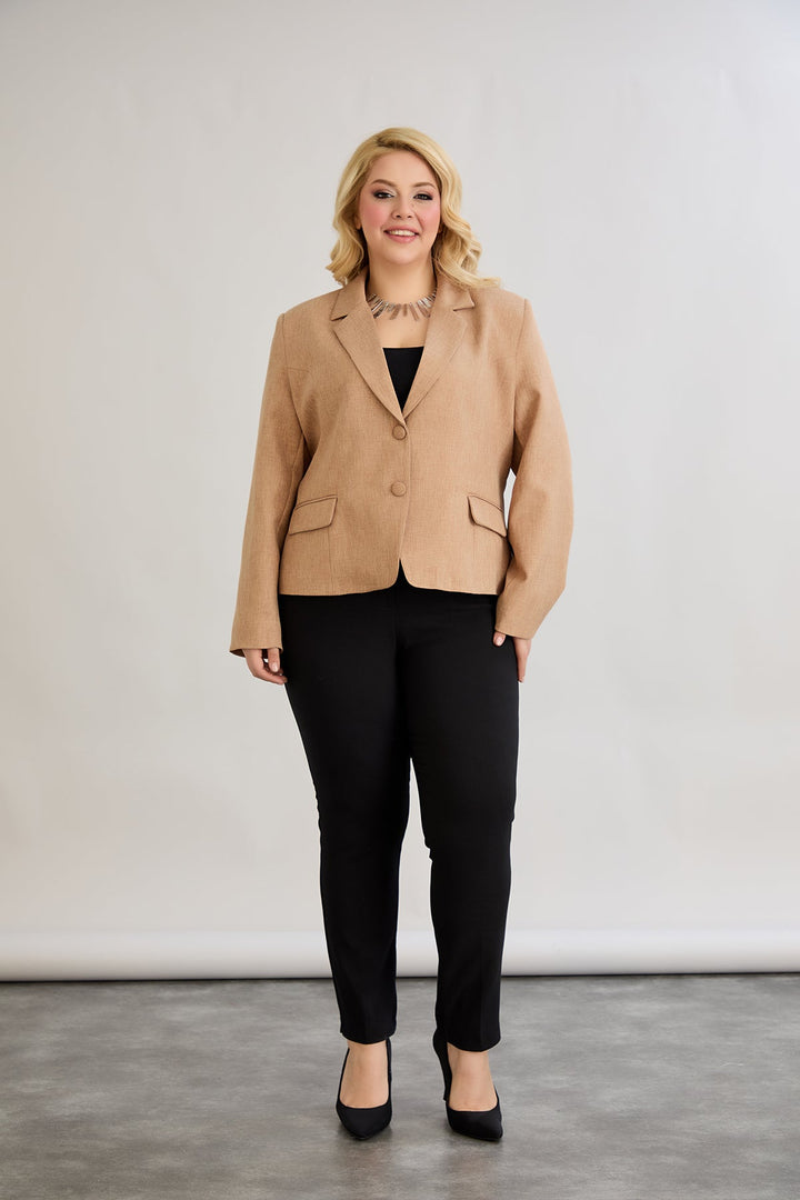 Kratak pamučni sako modernog kroja Veći brojevi - moka mus