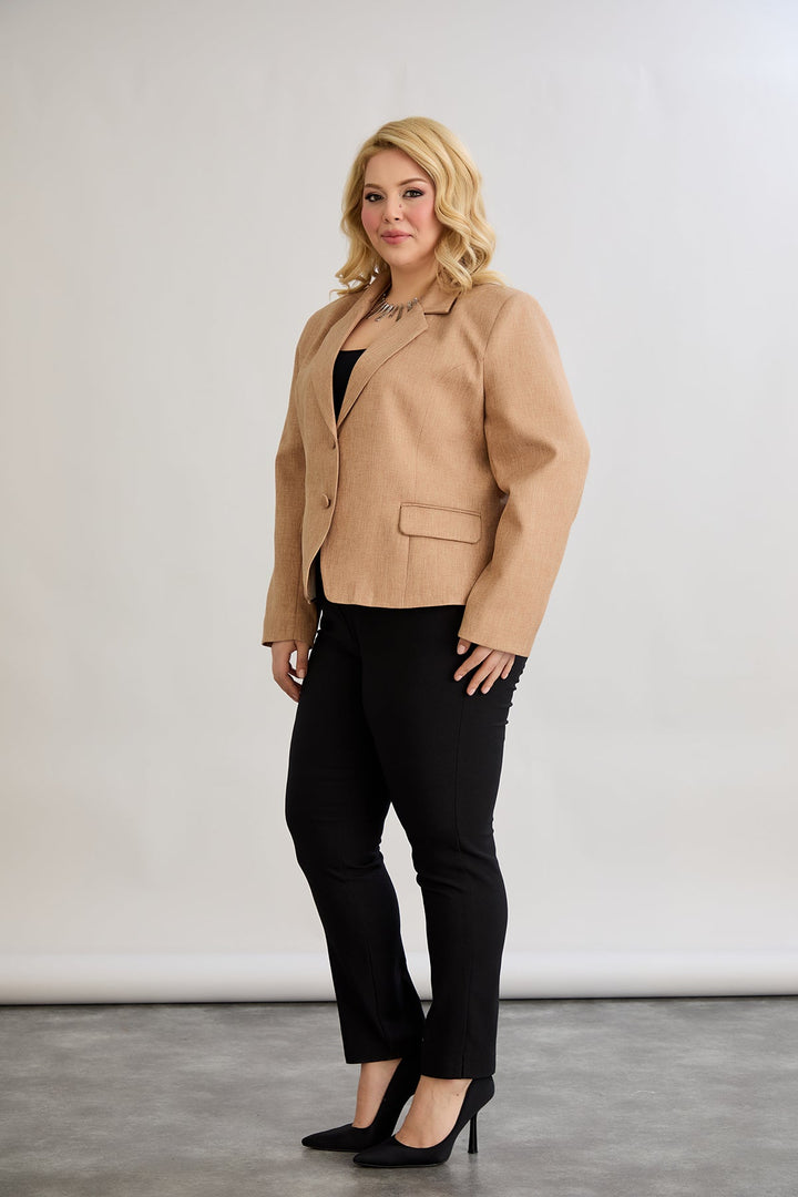 Kratak pamučni sako modernog kroja Veći brojevi - moka mus