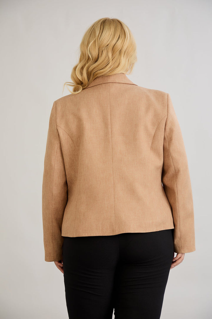 Kratak pamučni sako modernog kroja Veći brojevi - moka mus