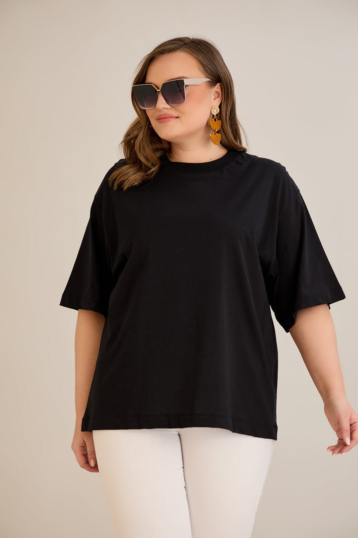 Pamuk (100%) oversized majica - crna 10355