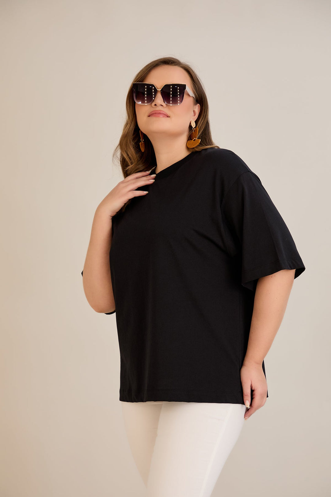 Pamuk (100%) oversized majica - crna 10355