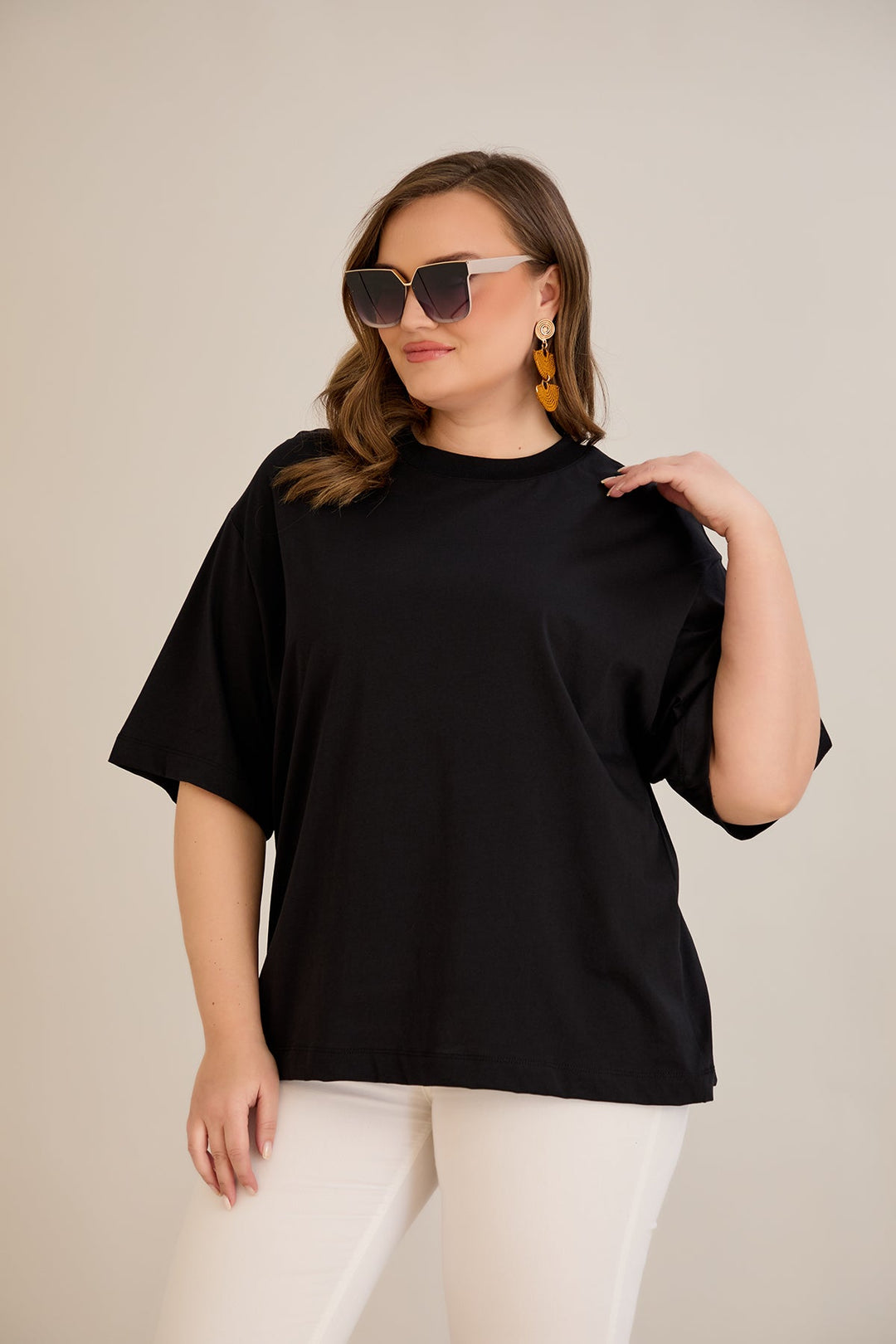 Pamuk (100%) oversized majica - crna 10355