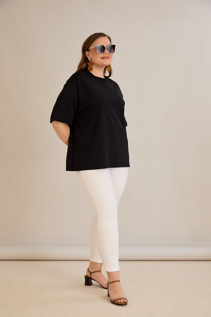 Pamuk (100%) oversized majica - crna 10355