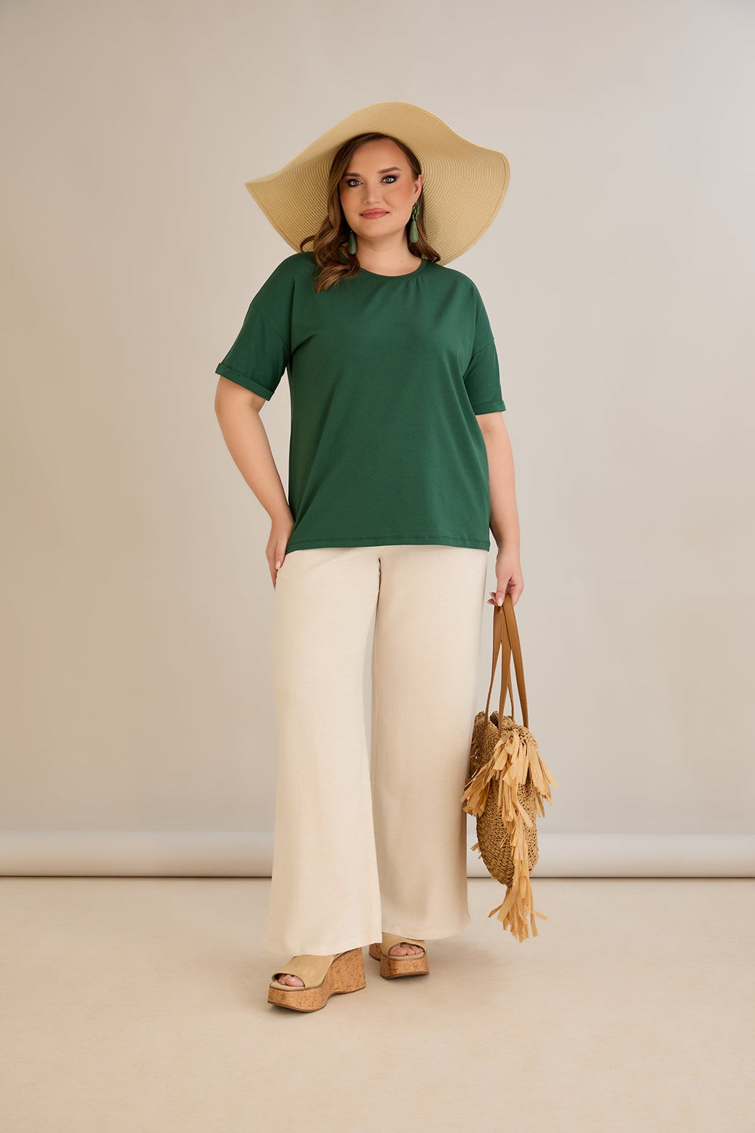 Pametna pamučna majica Klasična - Zelena