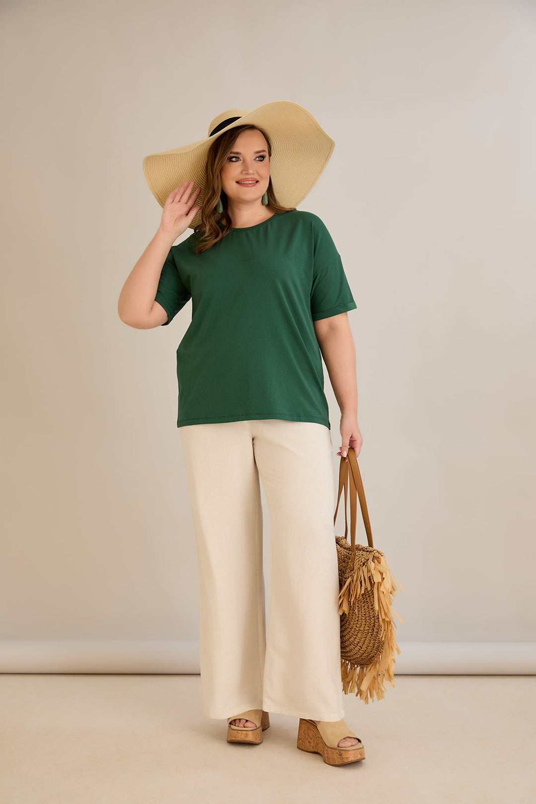 Pametna pamučna majica Klasična - Zelena