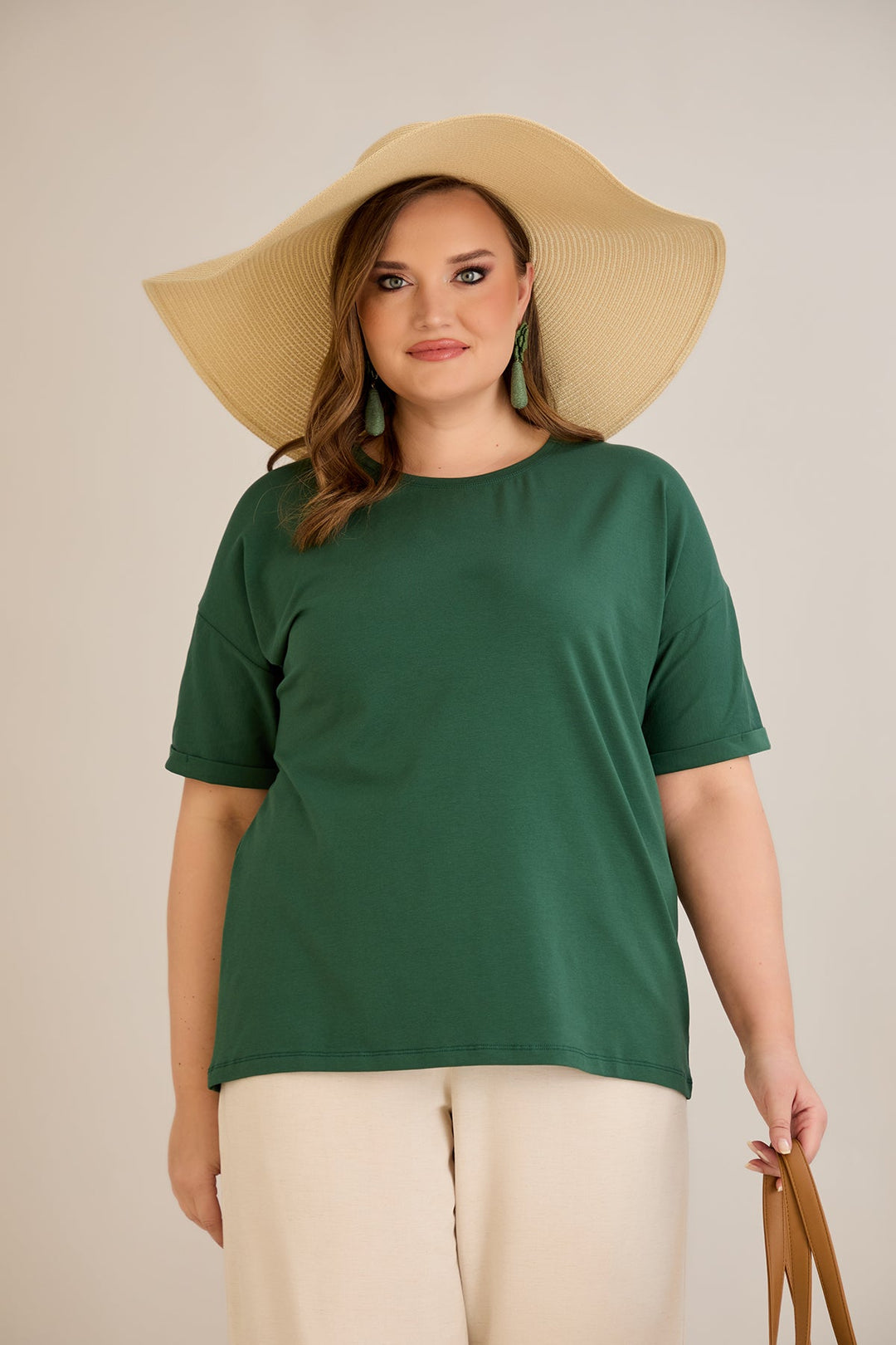 Pametna pamučna majica Klasična - Zelena