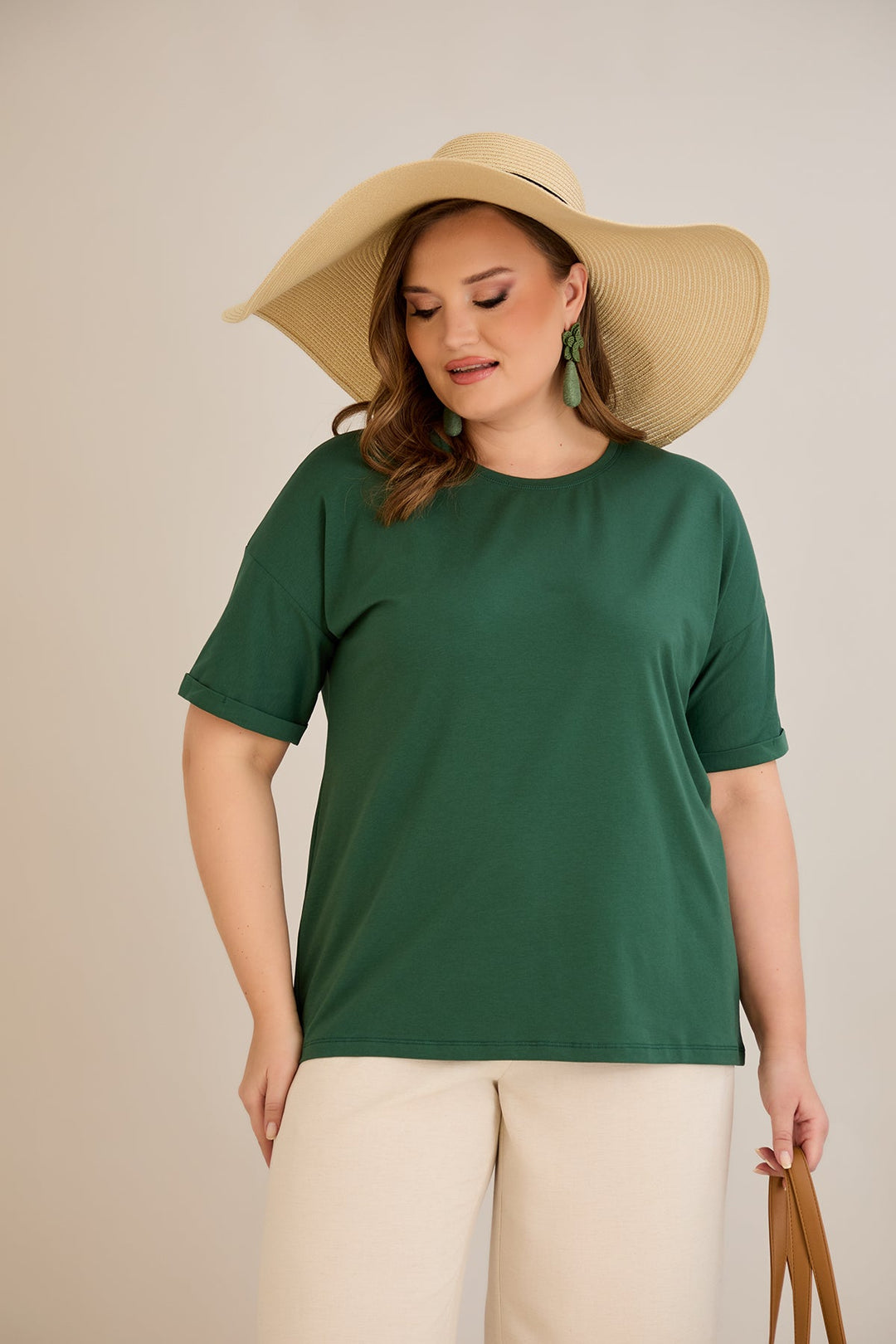 Pametna pamučna majica Klasična - Zelena