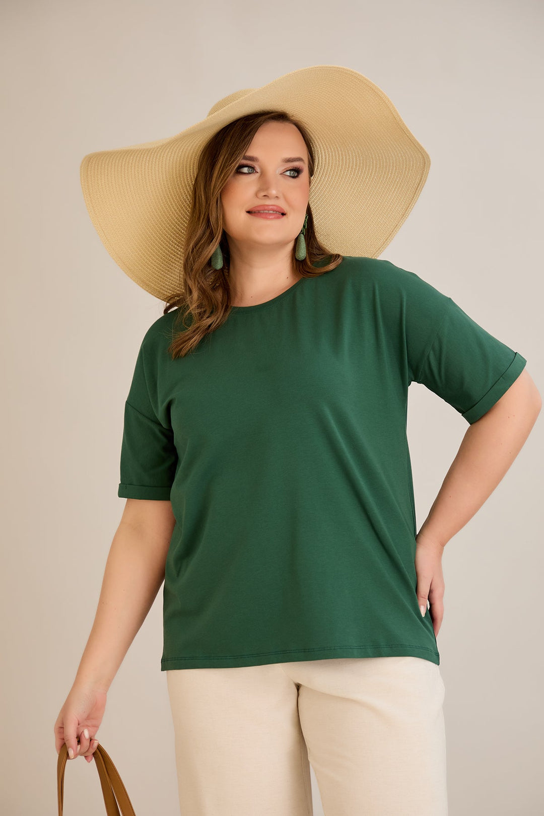 Pametna pamučna majica Klasična - Zelena